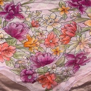 Floral Scarf in Pink and Orange